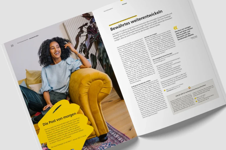 Doppelseite zum Thema Strategie im Post Geschaeftsbericht 22