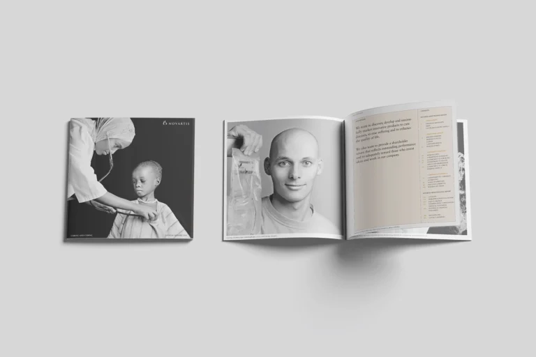 Novartis Geschäftsbericht 2015 Cover und Innenseite im Coffee Table Book Design