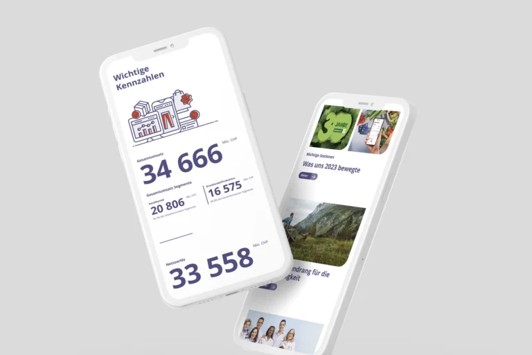 2 iphone zeigen Coop Geschaeftbericht Kennzahlen